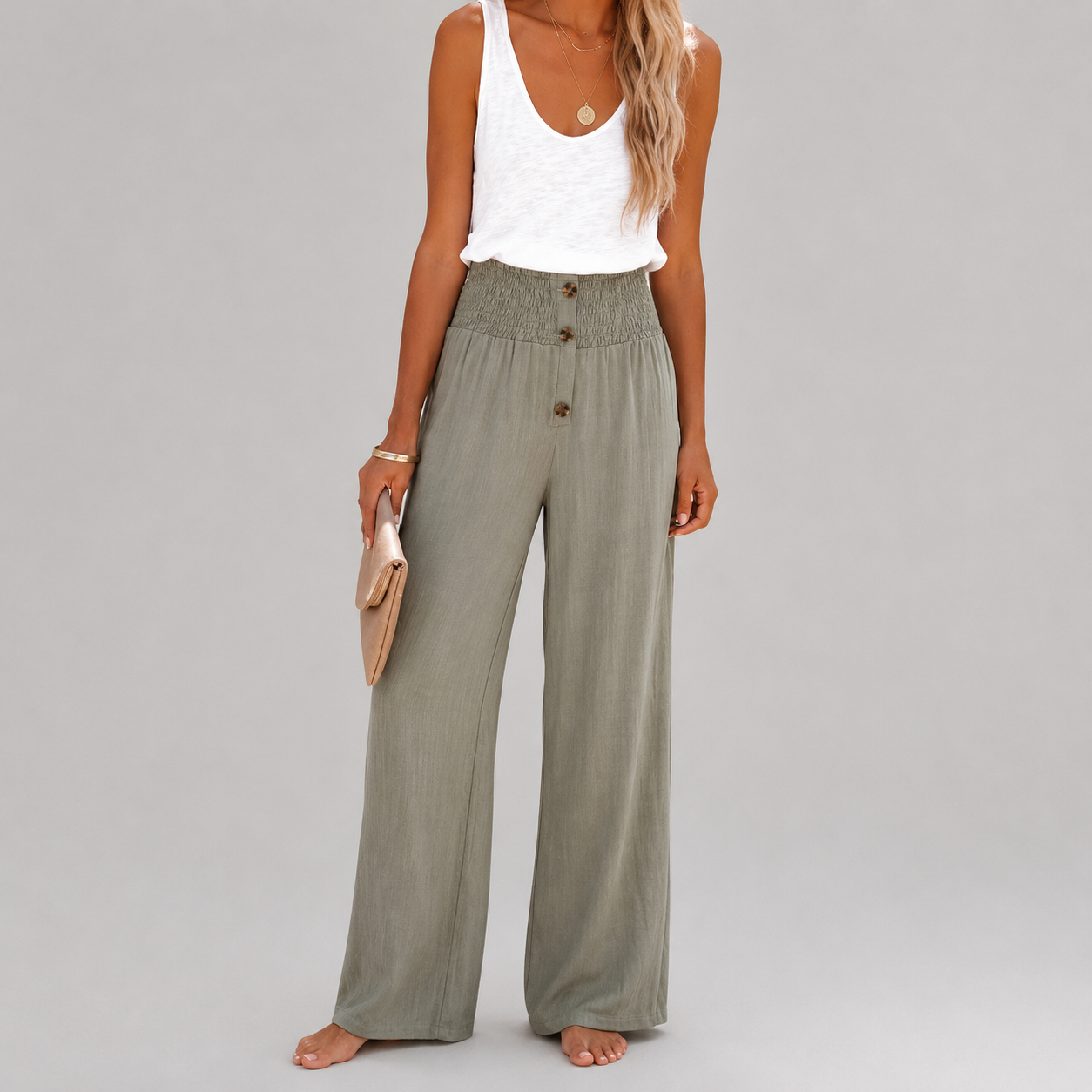 Riana - Pantalons Taille Haute Confortables