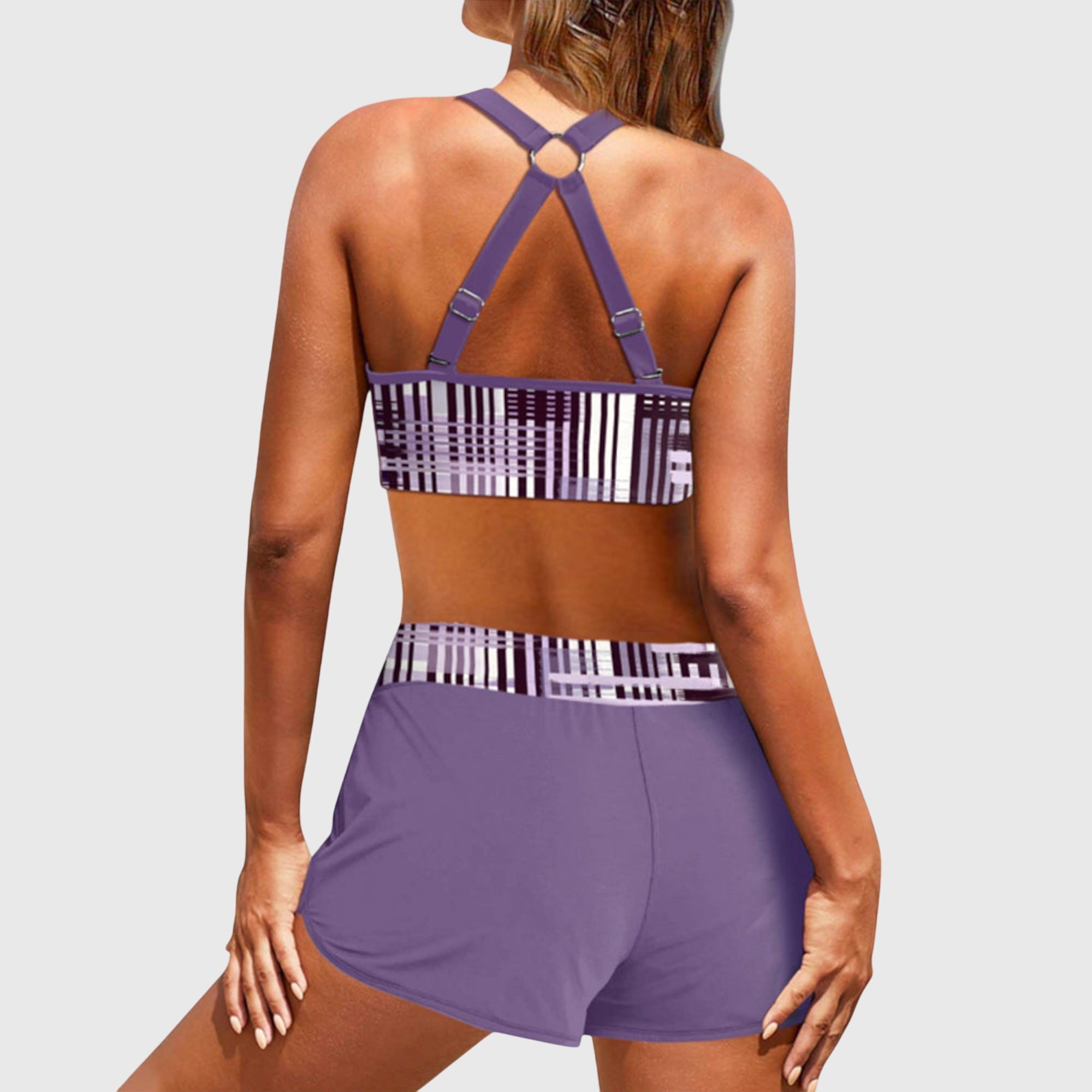 Janelle - Rayé Bikini Taille Haute