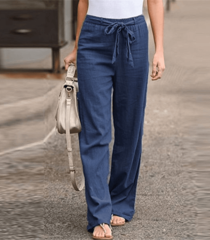 Joleen - Pantalons Femme Relaxed avec Taille Élastique et Cordon de Serrage