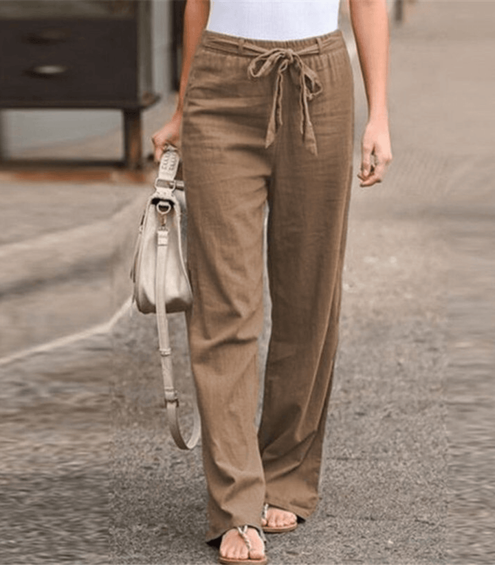 Joleen - Pantalons Femme Relaxed avec Taille Élastique et Cordon de Serrage
